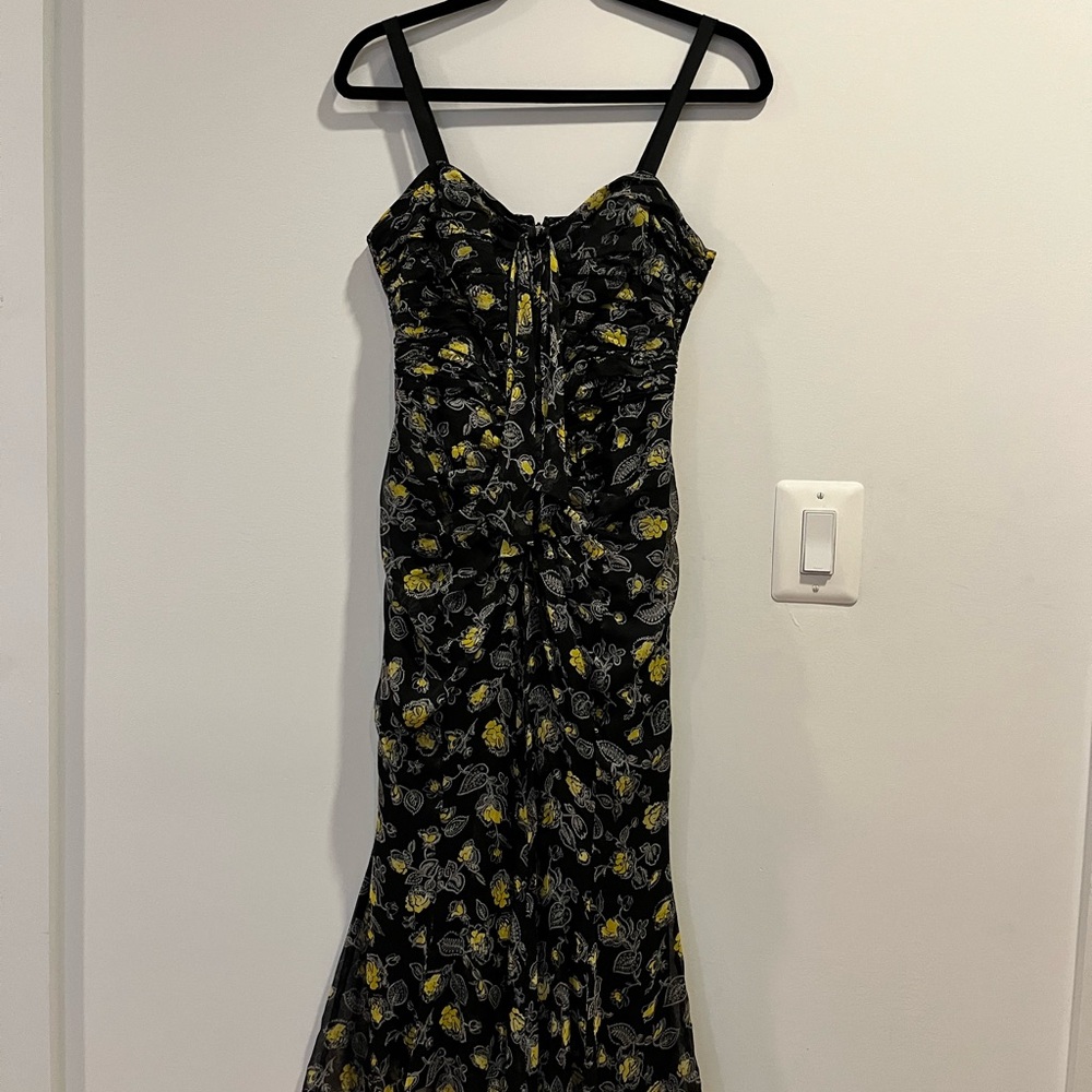Floral Black and Yellow Midi Dress - Picture 3 of 7